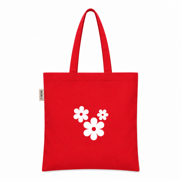 White funky flowers tote