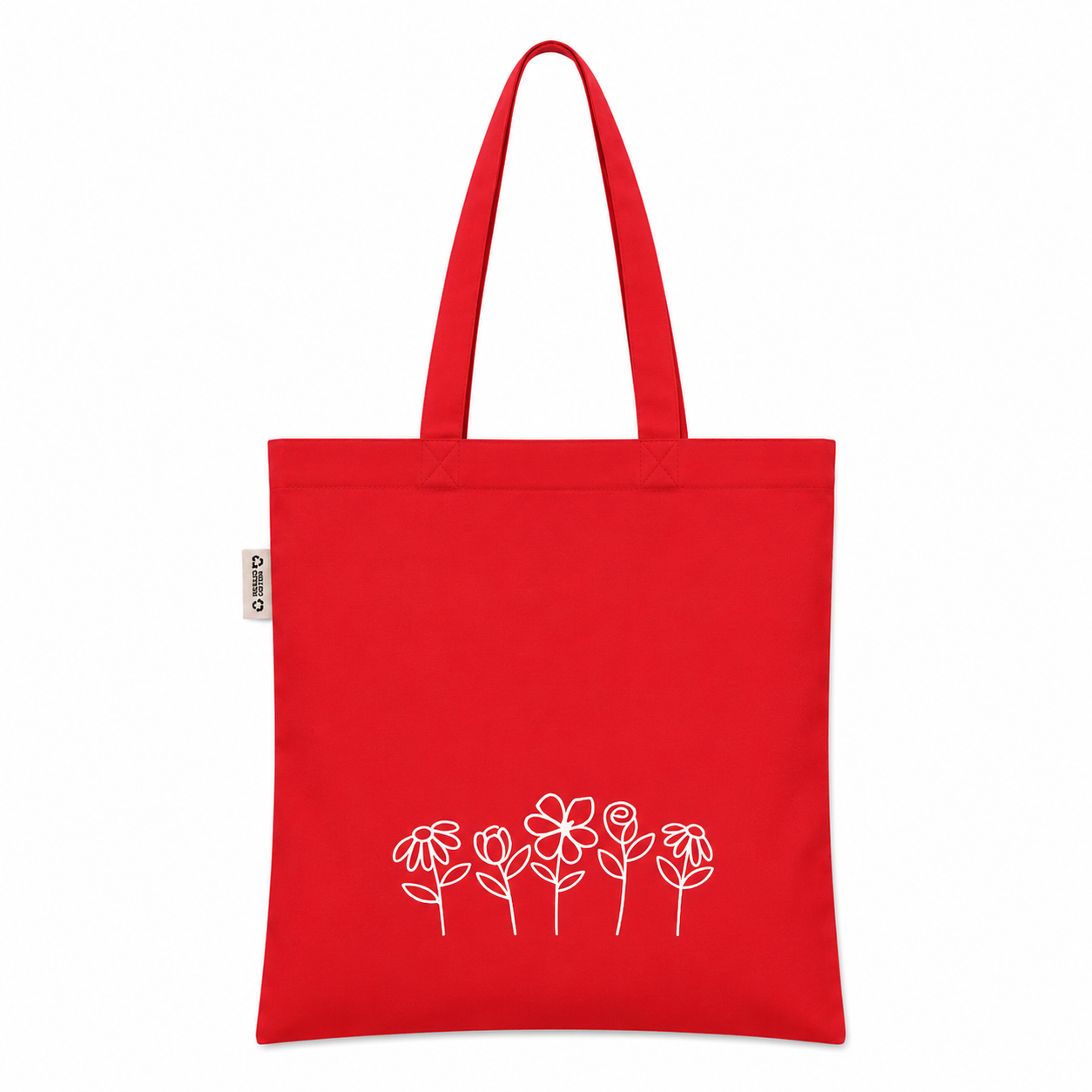 White row of flowers tote