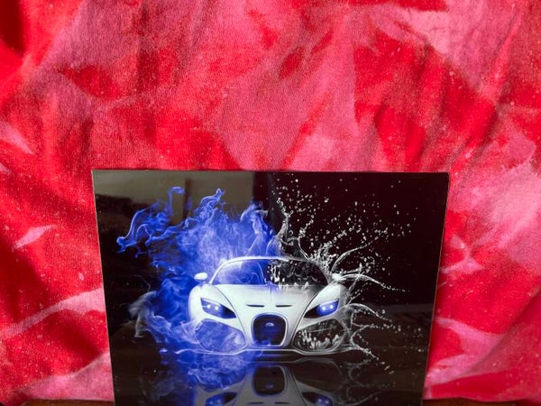 White sports car 8x10 metal print