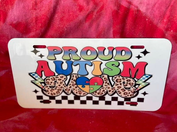 Proud Autism MOM - Metal License plate