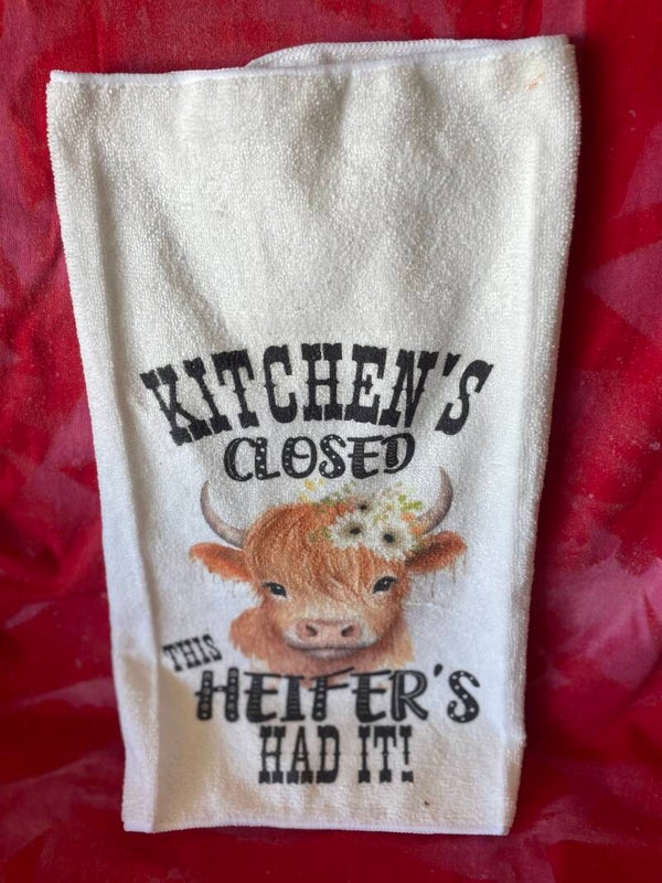 Heifer's had it -  Dish towel