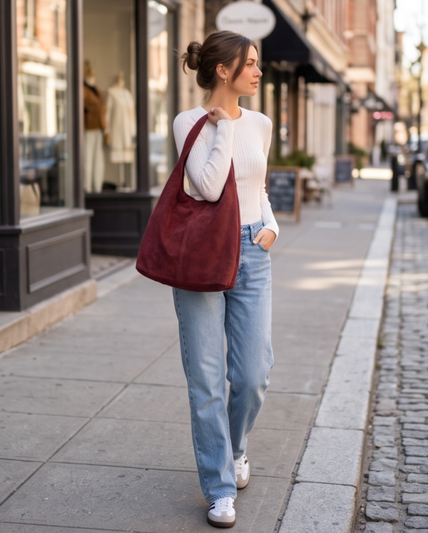 V bag in suède