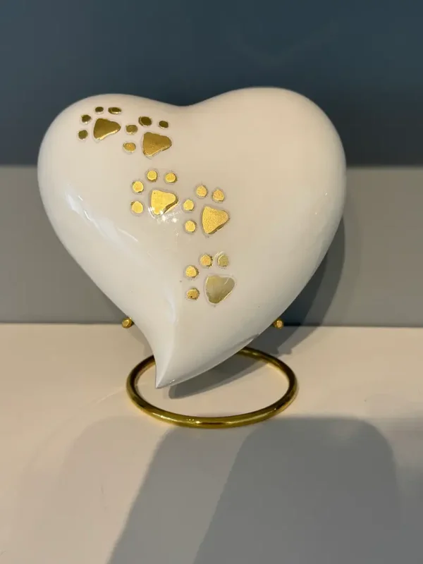 Dierenurn hart wit pootafdruk Large