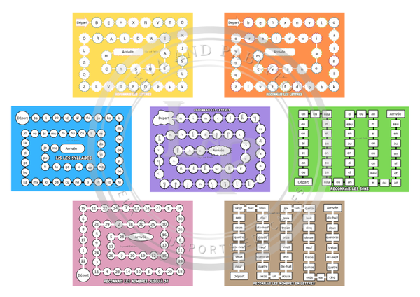 Lot de 7 jeux de plateaux neutres