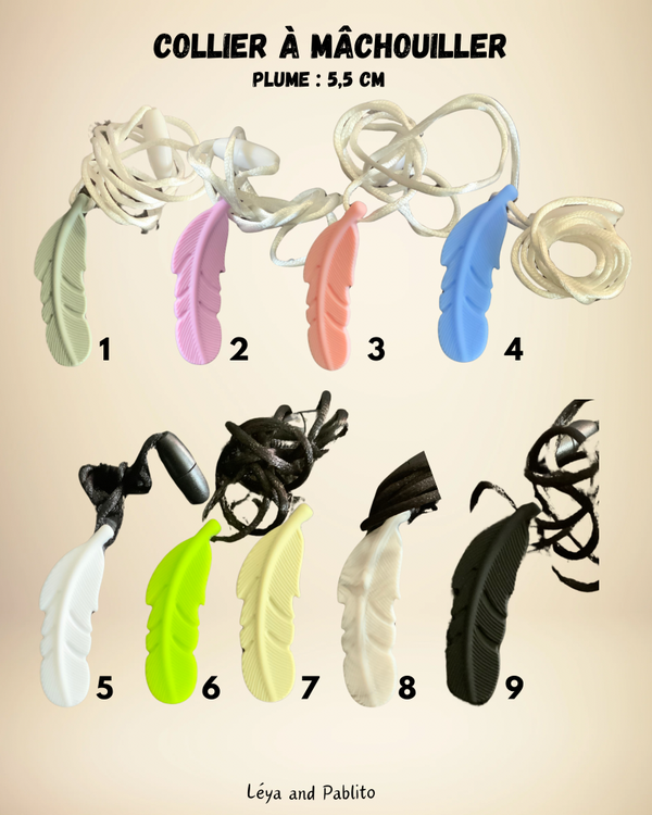 Collier à mâchouiller plume