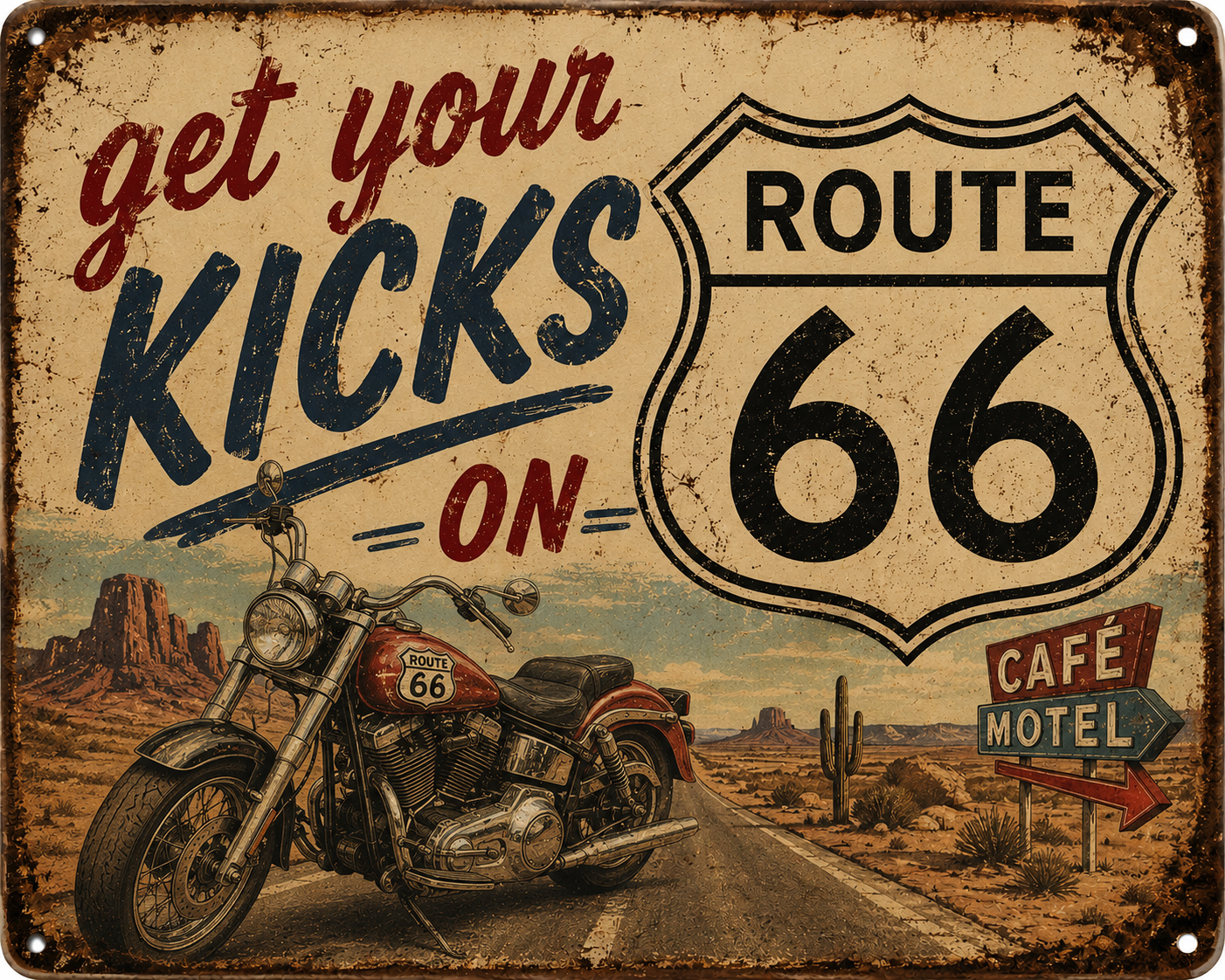 Wanddecoratie "Get your Kicks on route 66"