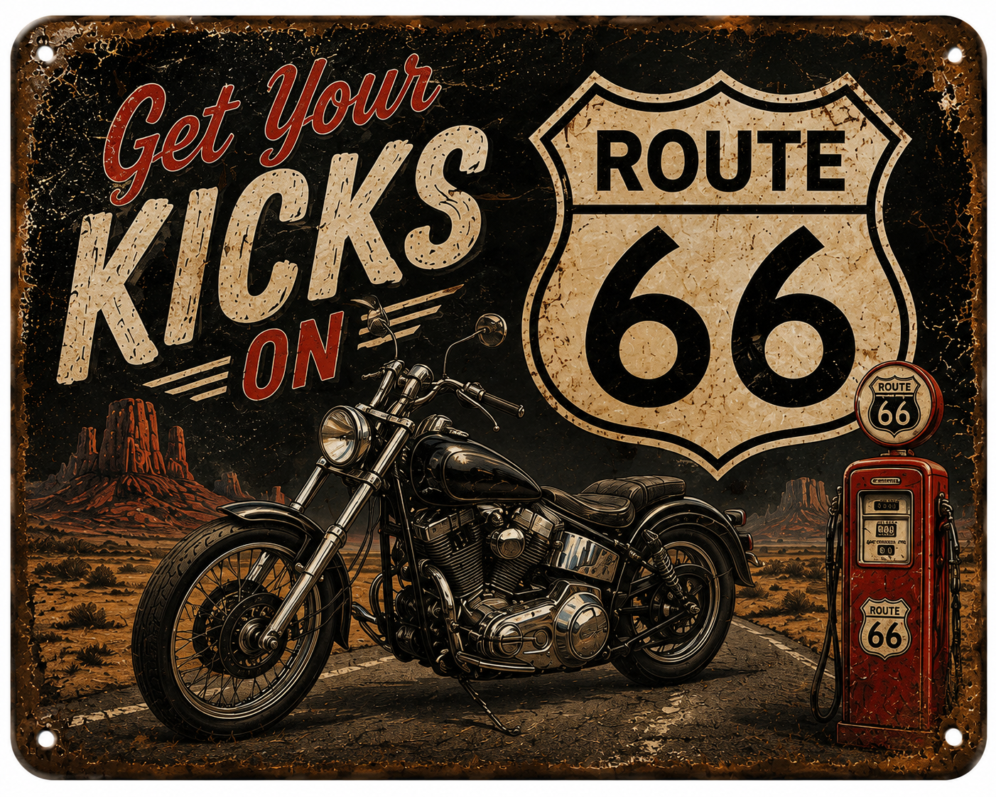 Wanddecoratie "Get your Kicks on route 66 Nr 2"