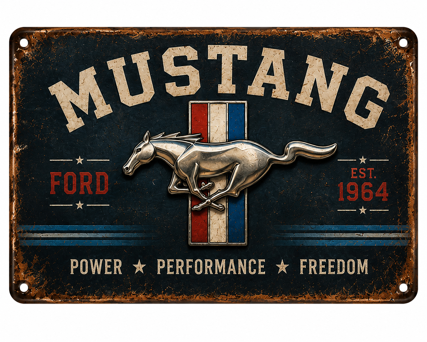 Vintage Mustang Metal Sign – Built for Speed | Retro Garage Wall Decor