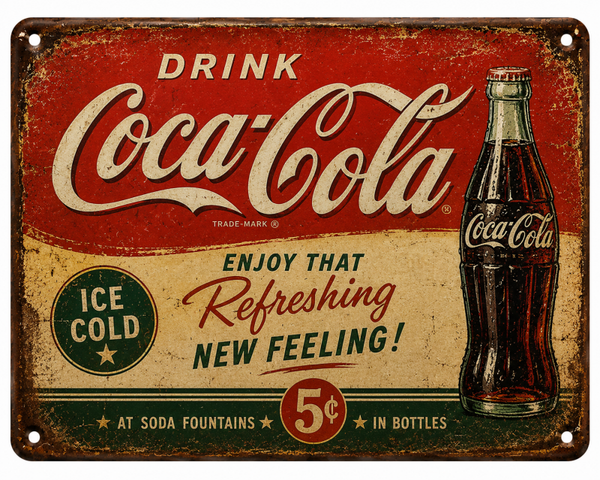 Vintage Coca-Cola Metalen Wandbord – Retro Reclamebord voor Mancave, Bar of Keuken