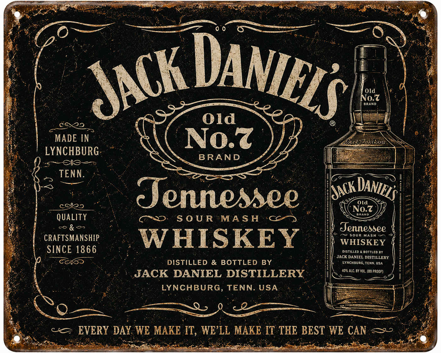 Jack Daniel's Vintage Metal Sign – Retro Whiskey Wall Decor