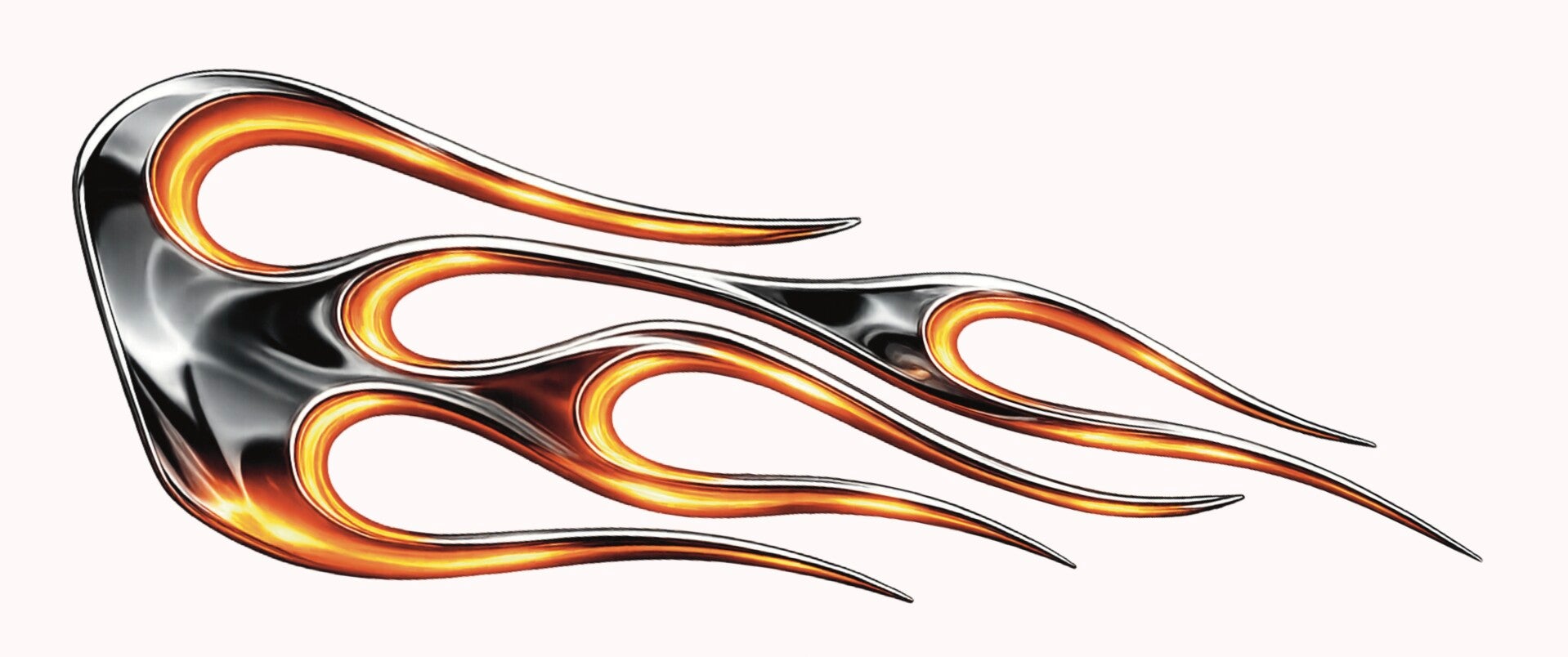 Set Motorcycle Fueltank Side Decals L&R Chrome Flames