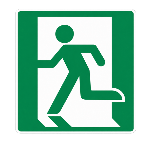 Nooduitgang Sticker – Vluchtroute Pictogram Groen/Wit -  ISO 7010 E001