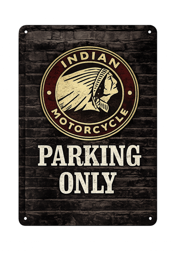 Wanddecoratie "Indian Motorcycle Parking Only"