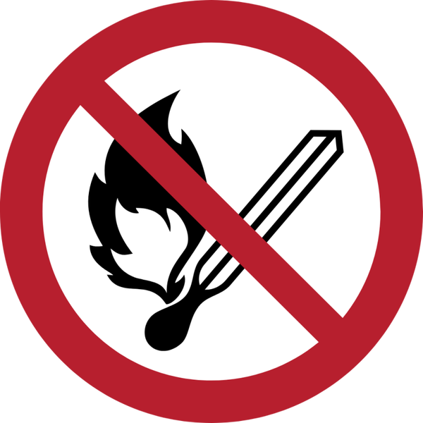 ISO 7010 P003 – Open vuur en roken verboden Sticker