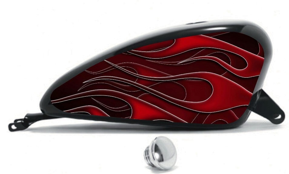 Set Motorcycle Fueltank Side Decals L&R Classic Flames 02