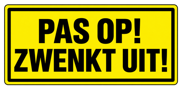 Pas Op! Zwenkt Uit! Sticker – Waarschuwingssticker voor Uitzwenkende Voertuigen