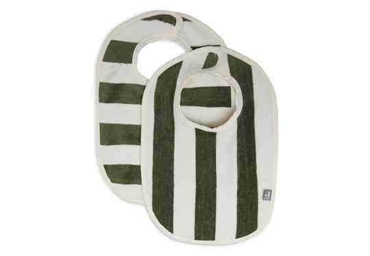 Slabbetje Stripe 2-pack - Terry Leaf Green - Jollein