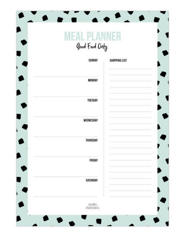 Meal Planner - Dots Mint - Studio Stationery