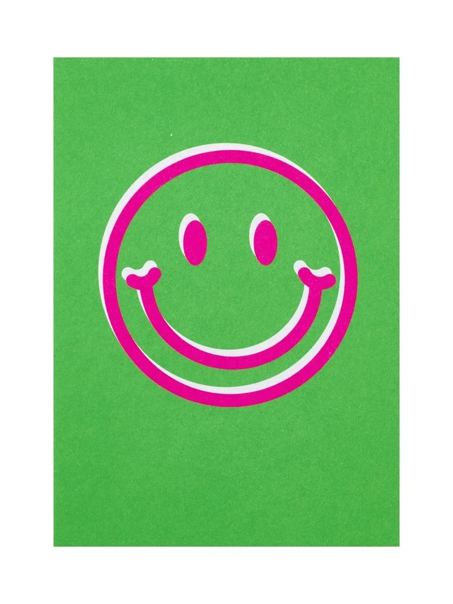 Wenskaart - Smiley Groen / Roze - Papette