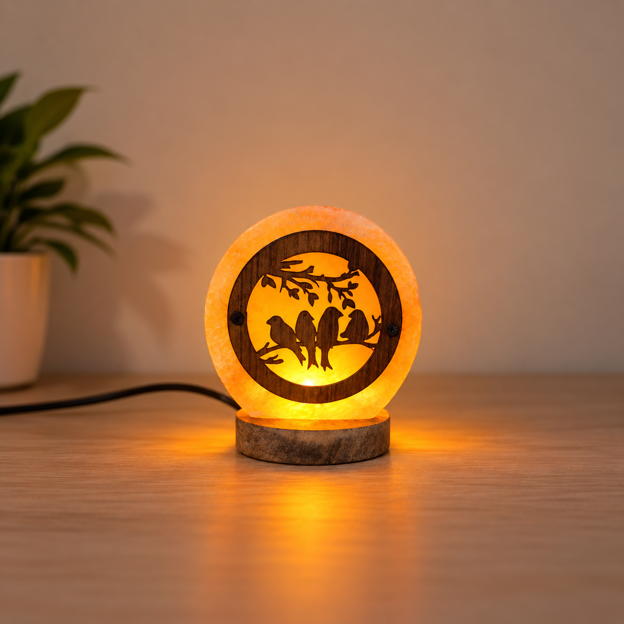 Lampe Cristal de Sel - Oiseaux - Petit format