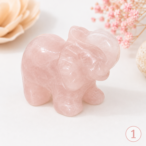 Éléphant Quartz Rose 40 mm - Brésil