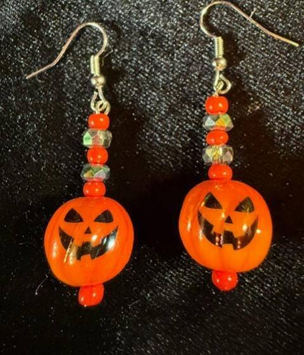 Jack 'O Lantern glass and crystal earrings