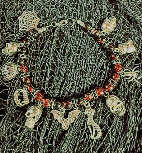 Beaded Halloween multi charm bracelet