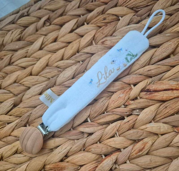 Attache tétine brodé oie