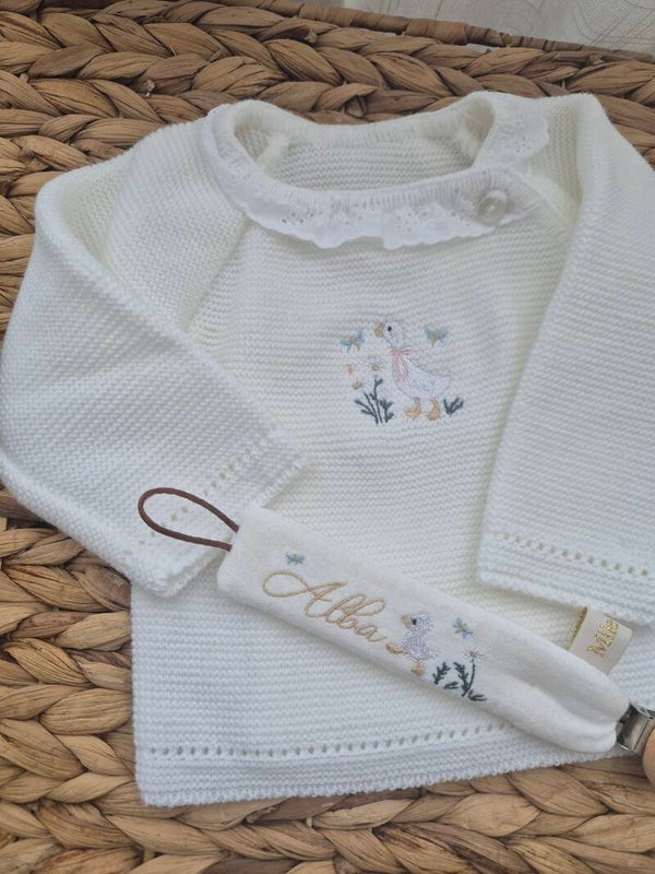 Attache tétine brodé