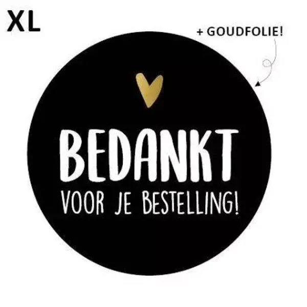 XL bedankt voor je bestelling zwart stickers (5 stuks)