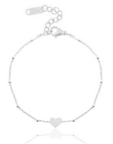 Armbandje hart zilver rvs