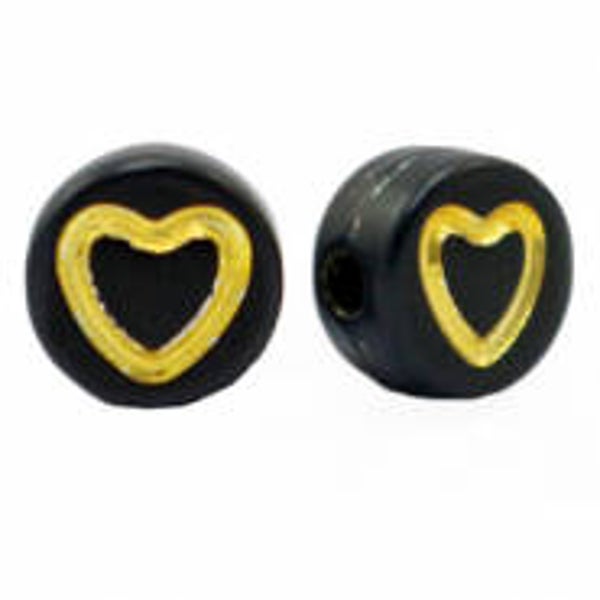 Hartjes black/gold (10 stuks)