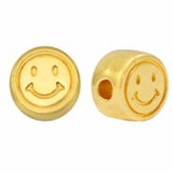 Dq kraal smiley goud (per stuk)