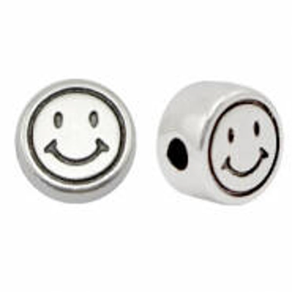 Dq kraal smiley zilver (per stuk)