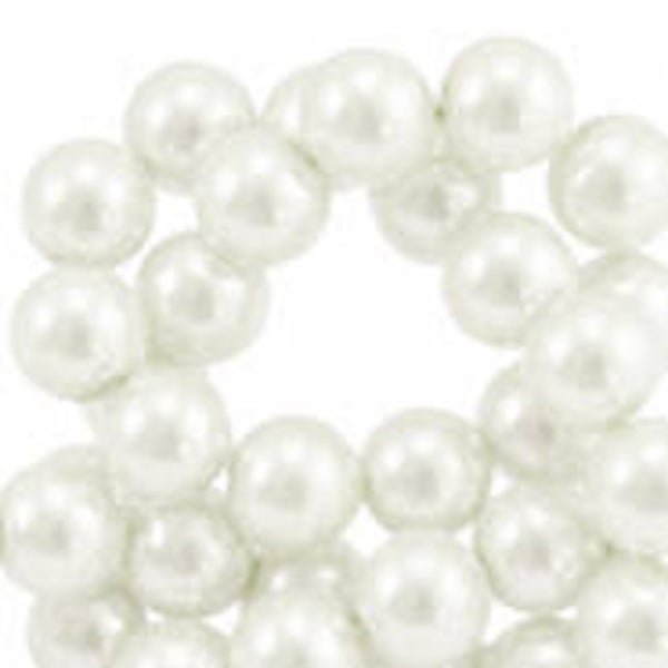 Glas parels off white 6mm (10 stuks)