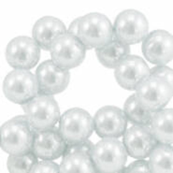 Glas parels white 6mm (10 stuks)