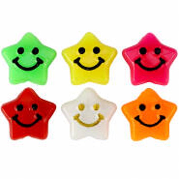 Ster multicolour smiley 3D (5 stuks)