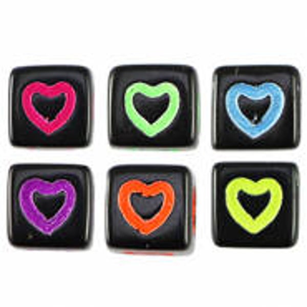 Vierkante hartjes black/multicolour (10 stuks)