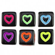 Vierkante hartjes black/multicolour (10 stuks)