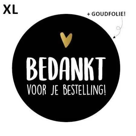 XL bedankt voor je bestelling zwart stickers (5 stuks)