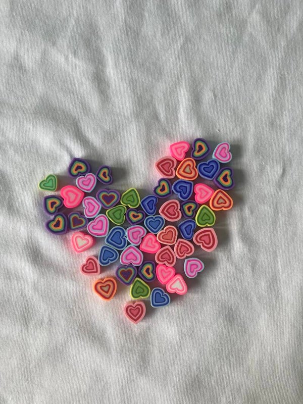 Heart multicolour mix polymeer (per stuk)