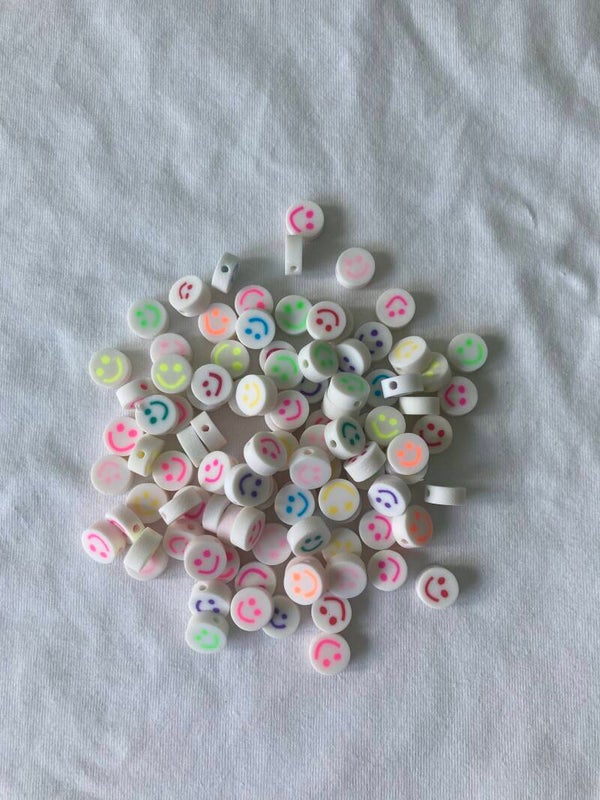 Neon smiley mix polymeer (per stuk)