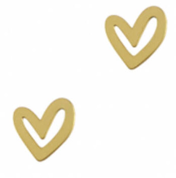 Heart bedel goud rvs (per stuk)