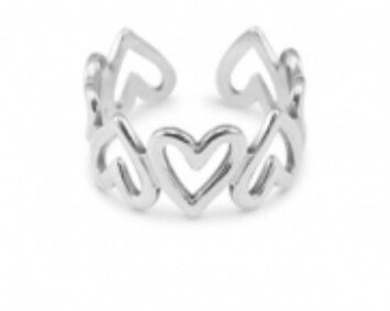 Hearts ring silver