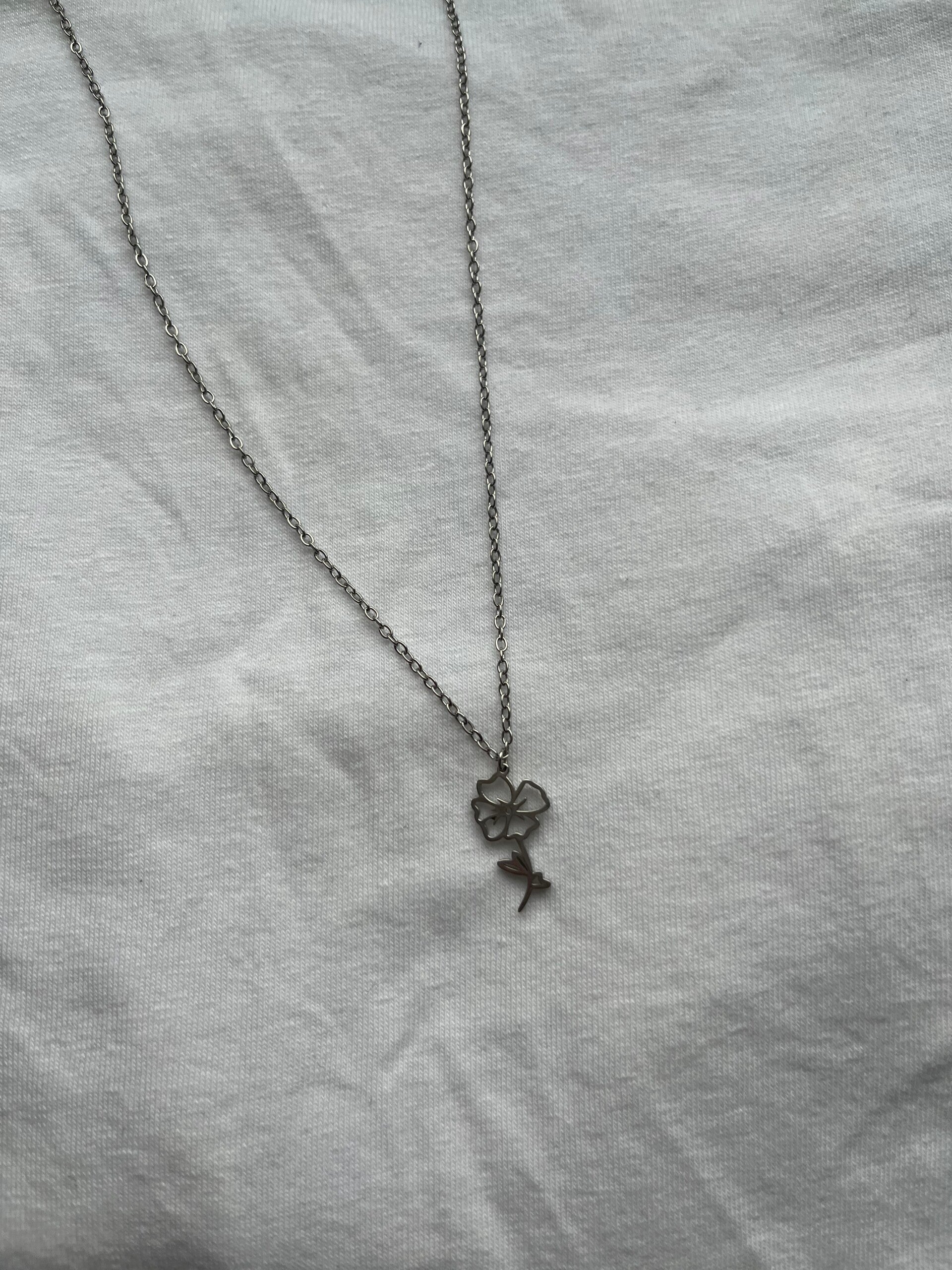 Flower ketting zilver