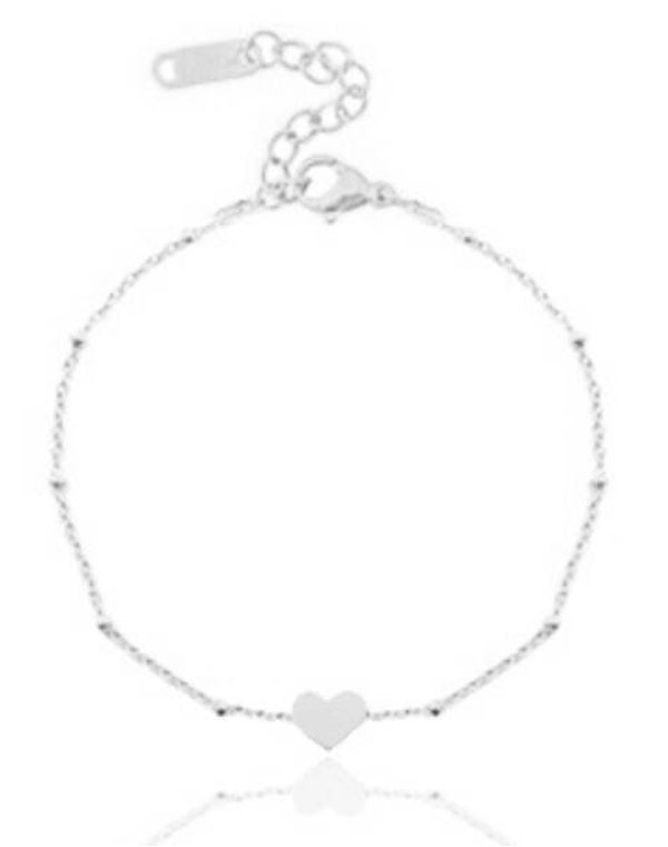 Armbandje hart zilver rvs