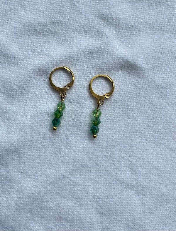 Green mix sparkle earrings (per paar)