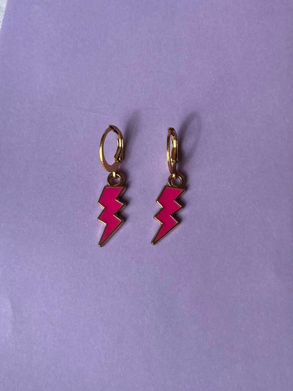 Bliksem neon roze oorbellen (per paar)