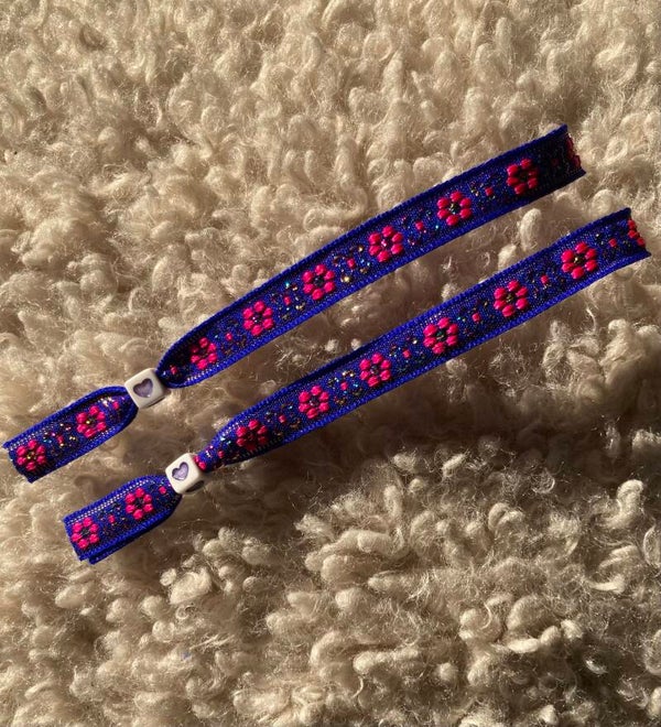 Navy blue Flower armbandje (per stuk)