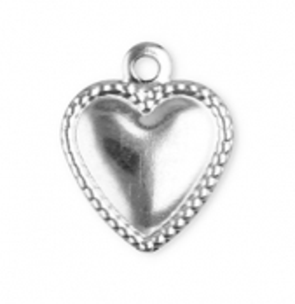 Hart bedel zilver rvs (per stuk)